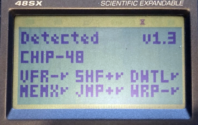 CHIP-48 on HP-48SX Detection Result